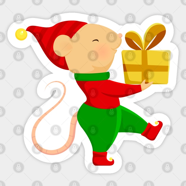 Cute Santa helper in Christmas elf costume. Sticker by CraftCloud